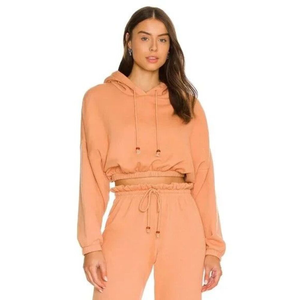 DONNI. Vintage Fleece Cropped Hoodie in Penny Orange Womens Small S Streetwear